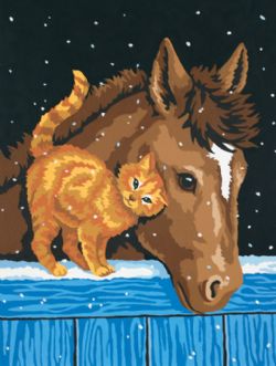 PEINTURE À NUMÉROS PONEY ET CHATON, 9X12 (MOYENNE)